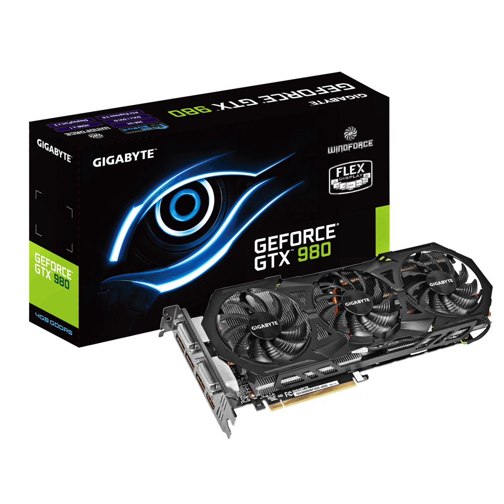 Видеокарта Gigabyte GV-N980WF3OC-4GD, NVIDIA GeForce, GTX 980, PCI-E,  4096МБ, GDDR5, 2xDVI, HDMI, 3x - ALSI